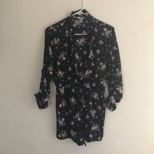 Bar III navy blue / purple with pink flowers.